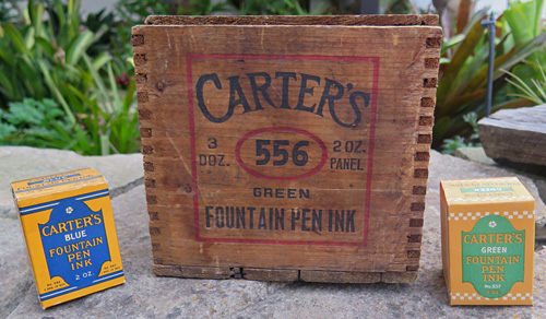 A CLASSIC DOVETAILED WOODEN CRATE THAT HELD 36 BOTTLES OF CARTER'S INK